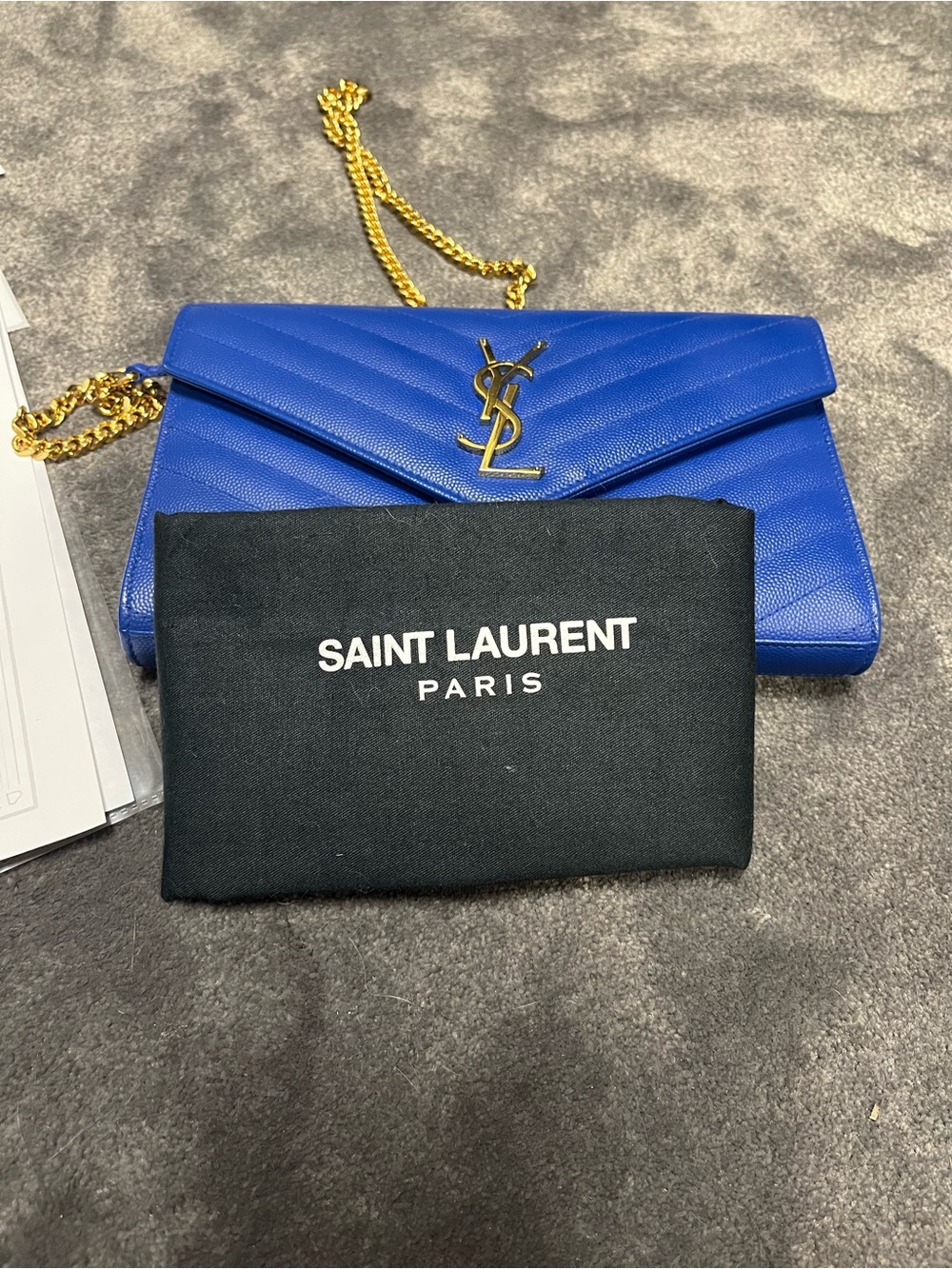 Saint Laurent YSL Envelope Crossbody Bag Electric Blue - Picture 5 of 12